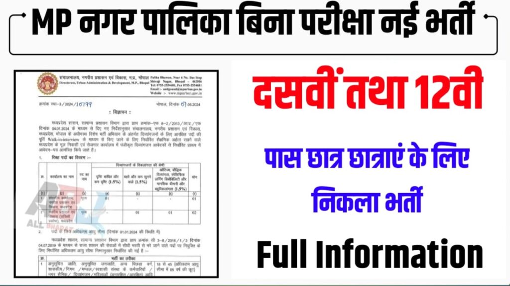 MP Nagar Palika Vacancy 2024